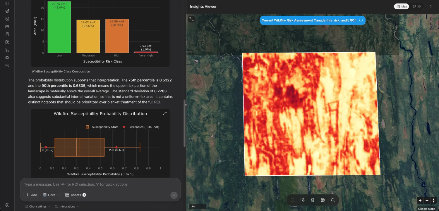 Wildfire risk assessment and susceptibility analysis in the Insights Viewer